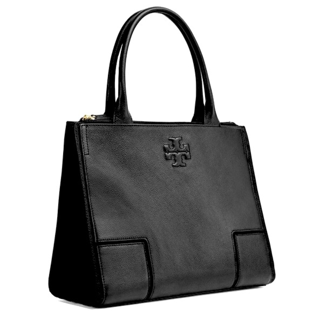 NWOT Tory Burch Black Ella Canvas & Leather Tote